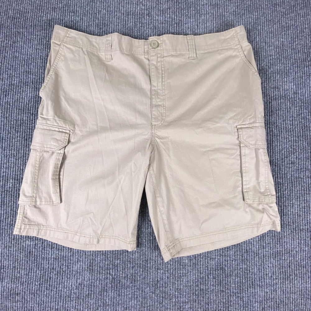 True Nation Cargo Shorts Mens 46 Khaki Tan Ripstop Stretch Casual Gorpcore